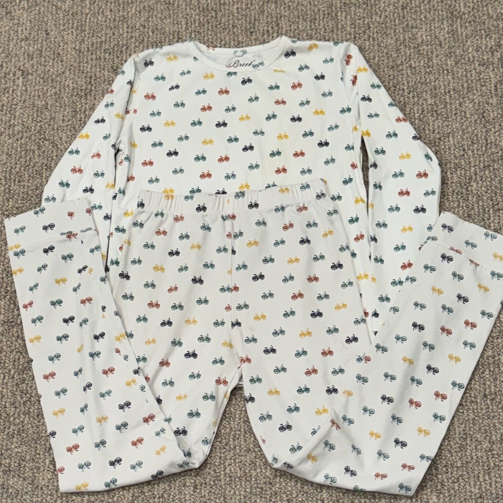 Kids Cotton Pajamas with Colorful Bicycle Print. Sz. 12